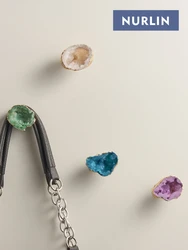 NURLIN Skeletal Crystal  Quartz Gold-Plated Handles Natural Gemstone Cupboard Drawer Pulls Cabinet Brass Knobs