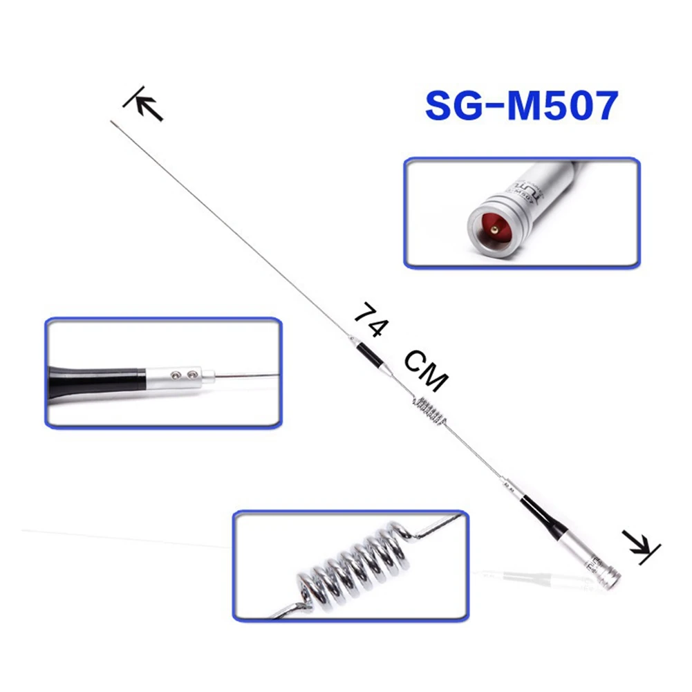 

New!SG-M507 Vehicle Mounted Intercom Antenna 2.15 Dbi (144 Mhz) 5.5 Dbi (430 Mhz) UV Dual Band High Gain Antenna 74CM