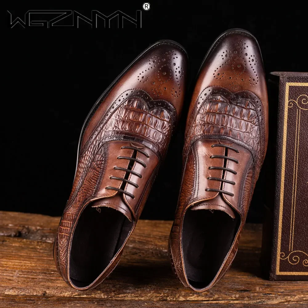 

Luxury Men Retro Shoes Fashionable Casual Shoes Thick Soles Simple Pointed Toe Formal Shoes Business Wedding Men Leather Shoe