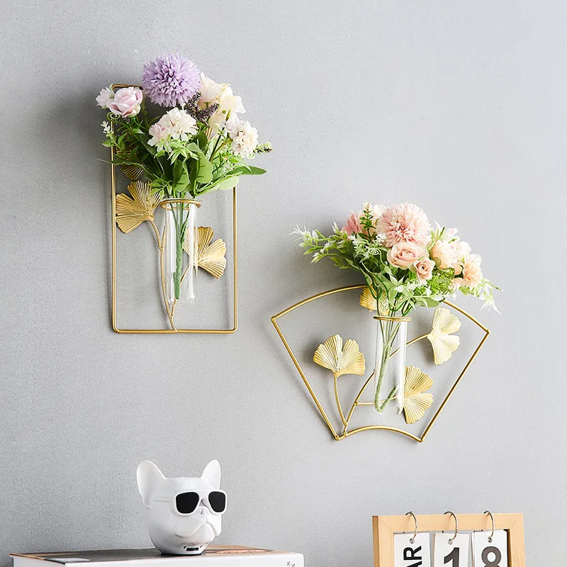 Minimalism Style Wall Hanging Vase Creative Wall Decoration Glass Hydroponic Vase Flower Pot Living Room Entrance Door Decor