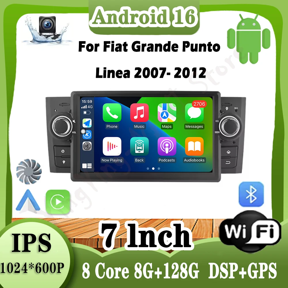 

For Fiat Grande Punto Linea 2007-2012 7" Android 16 Car Multimedia Player GPS Carplay Auto Radio Stereo Video Audio Head Unit