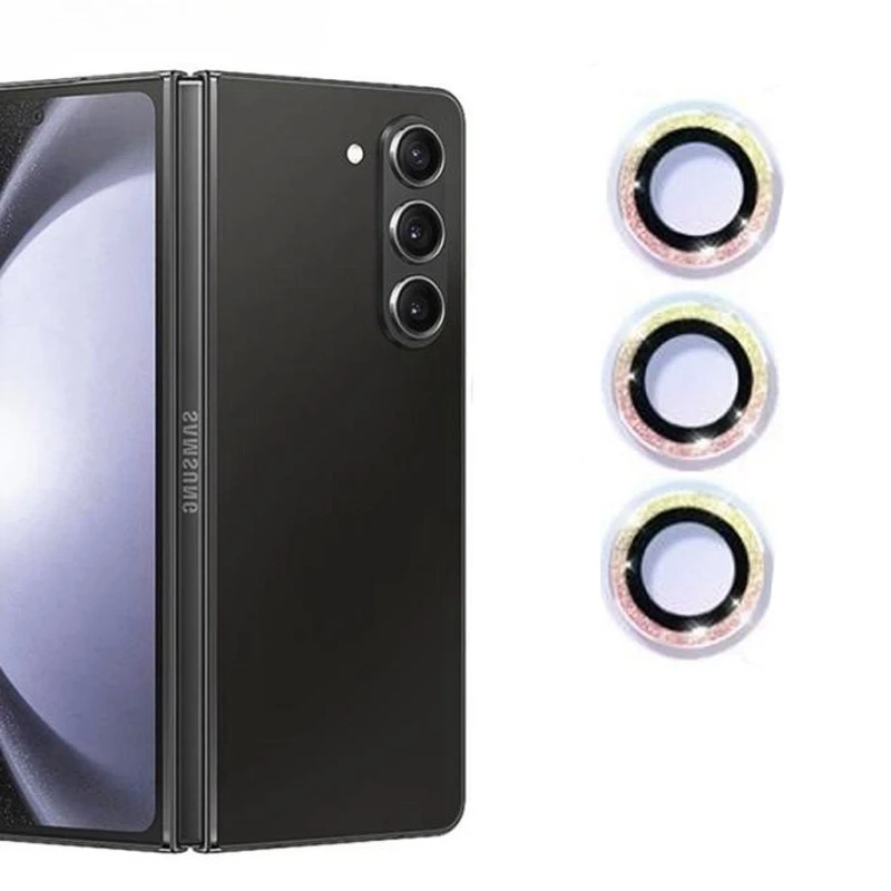 Glitter Camera Lens Protector para Samsung Galaxy Z Fold 5 e 6, Diamond Metal Lens, Anel Tampa de Vidro, Z Flip5 6