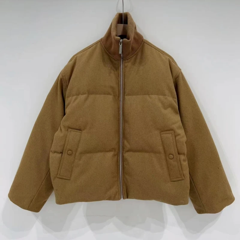 Kurze gesteppte Daunenjacke aus Flanell mit Wollmischung für Damen von Nordic Niche für Wärme