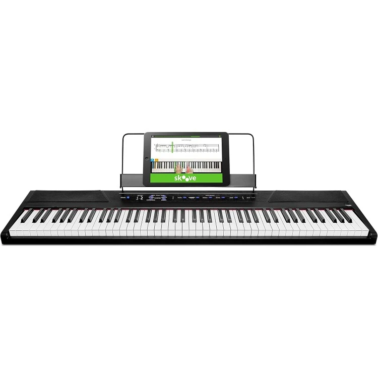 88 Key Digital Piano Keyboard with Semi Weighted Keys, 2x20W Speakers, 5 Voices, Split, Layer and Lesson Mode, FX and Piano