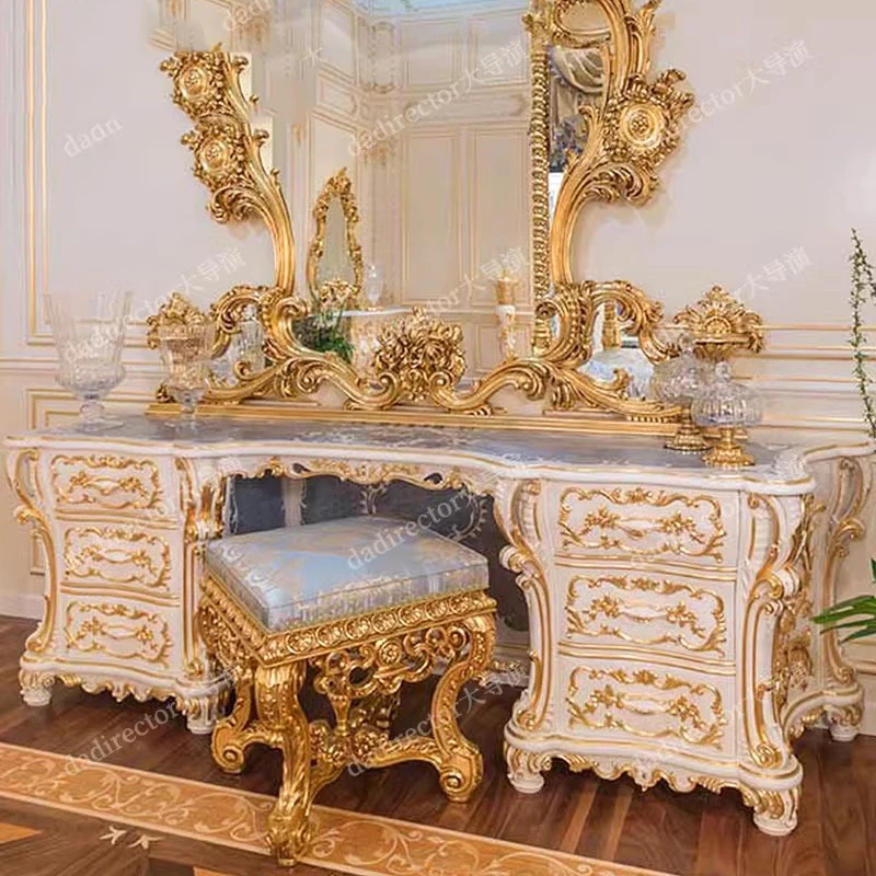 Nordic Luxury Dressing Table Aesthetic Desk Vintage Big Dressing Table Bedroom Gold Spiegels Voor De Muur Home Accessories