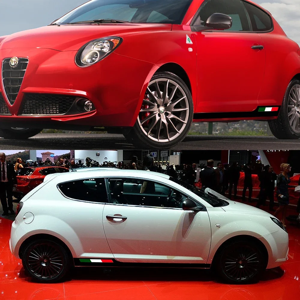 سيارة الجانب تنورة شارات الفينيل الباب العلم الإيطالي الرسومات سباق المشارب ملصق مقاوم للماء اكسسوارات الديكور ل ألفا روميو ميتو