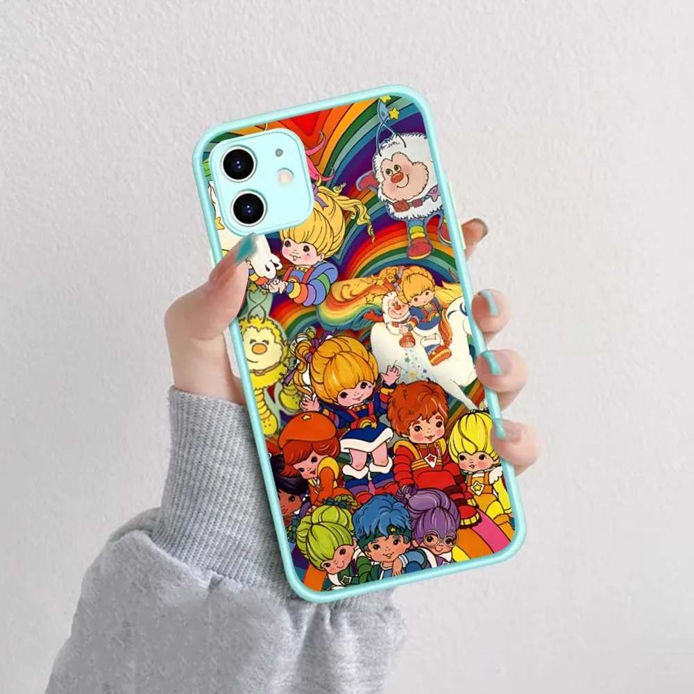 R-Rainbow Cute Brite Phone Case For IPhone 14 X XR XS 7 8 Plus 11 12 13 Pro MAX 13mini Matte Shockproof Case