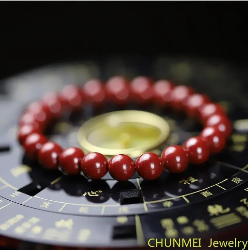 Pulsera de Cinabrio 2021, Hecha a Mano con Piedra Natural en Bruto, Pulsera de Cinabrio de Alta Calidad para Hombre y Mujer