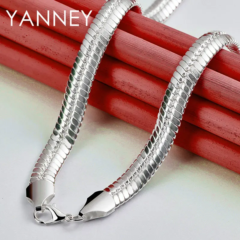 925 Sterling Silver 8MM 18 Inches Luxury Hip Hop Snake Chain Necklace For Men Women Fashion Gifts Jewelry Wedding Accessories