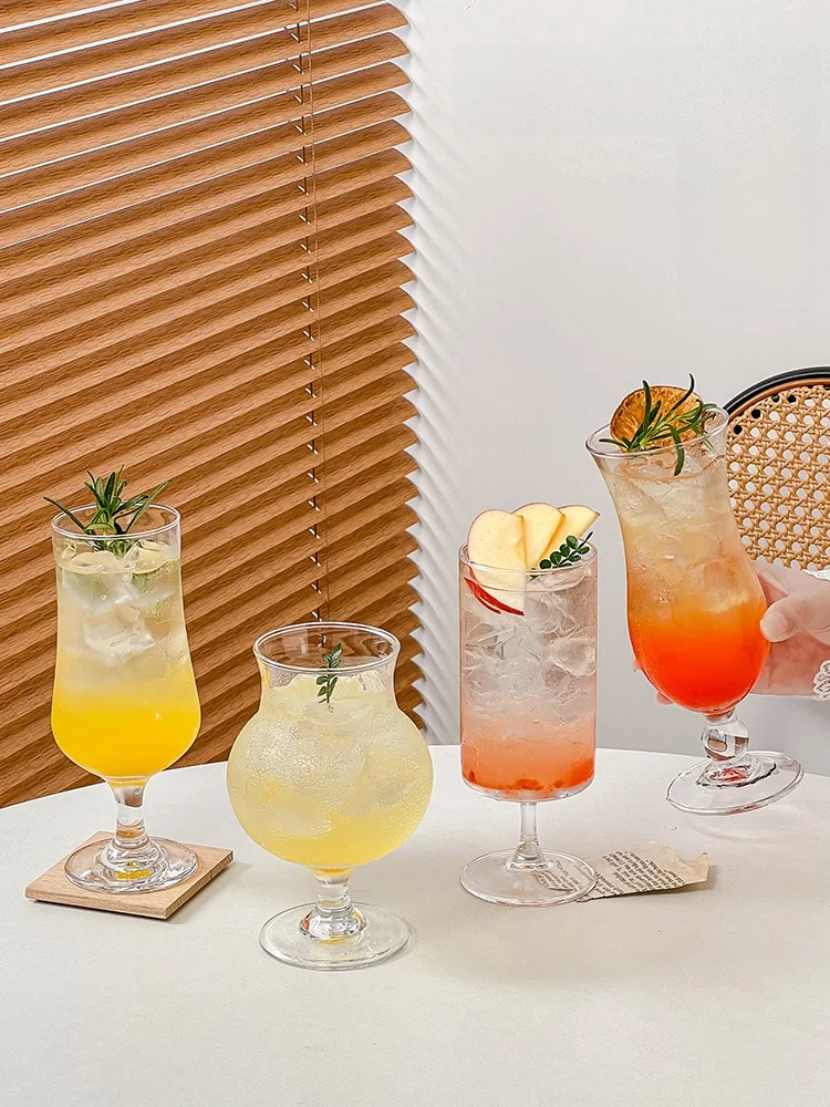 

Ins Sle Transparent Glass Cup Beverage Drink Milk Tea Cold Drink Cup High Aesthetic Value Juice Cotail Cup Commercial Use