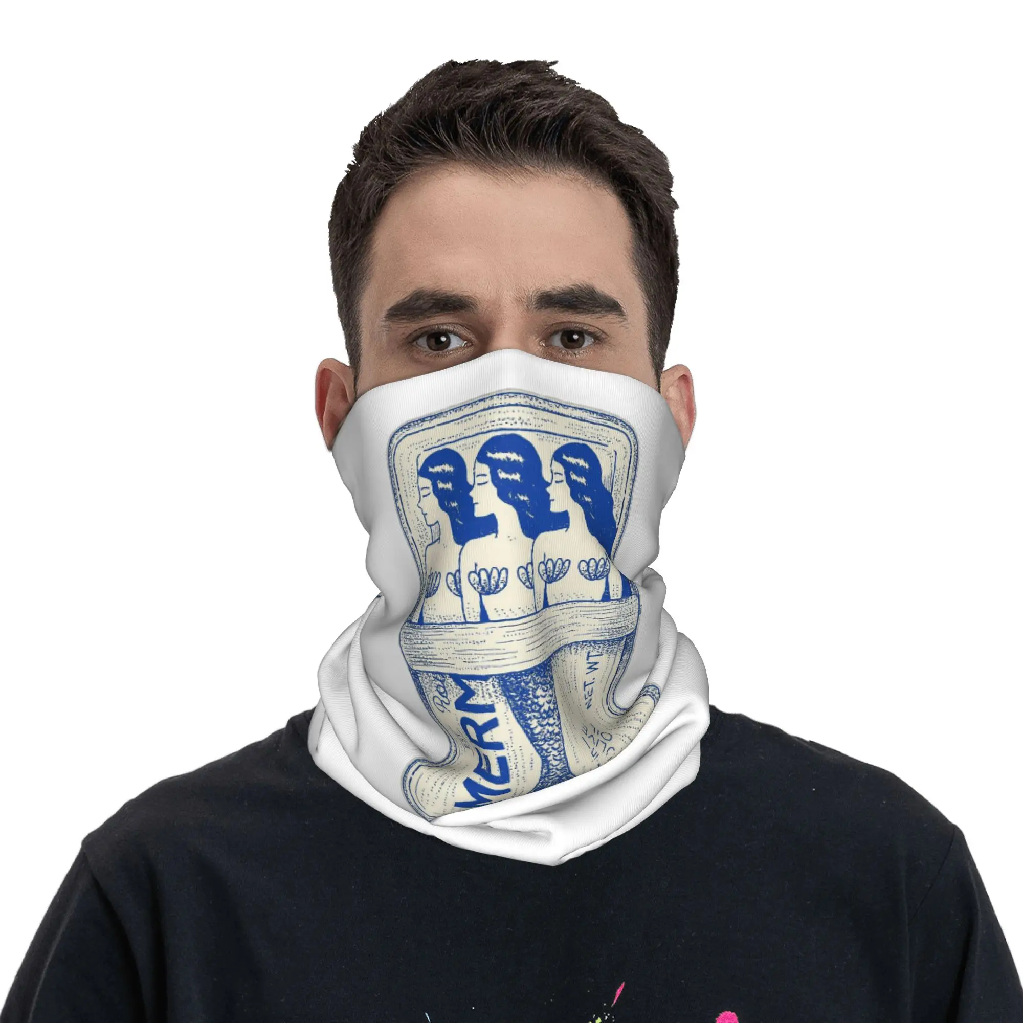 

Retro Canned Sardines Print Bandana Neck Cover Printed Mask Scarf Headband Hiking Fishing for Men Women Adult Breathable