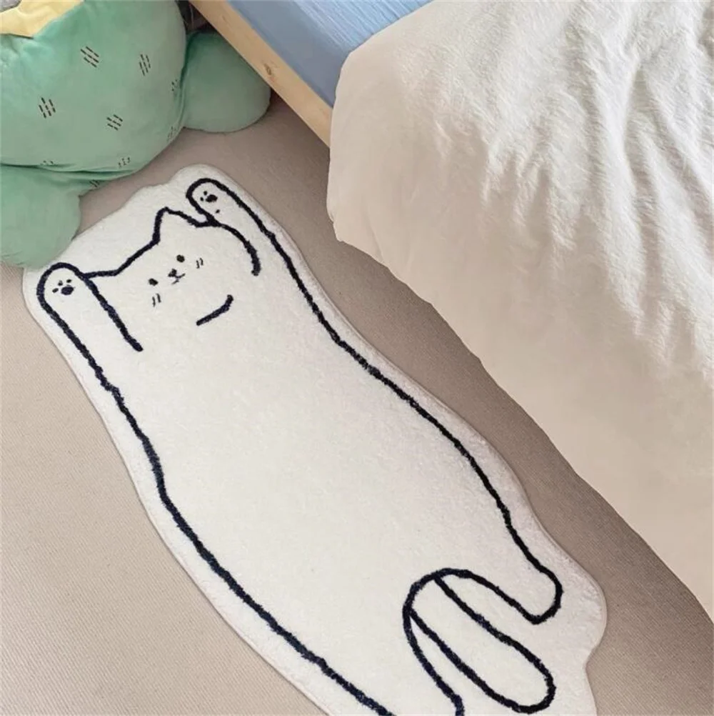 Nordic Creative Cat Rug Cartoon Carpet for Bedroom Non-slip Bedside Area Rug Cute Soft Floor Mat for Living Room Table Mat Decor