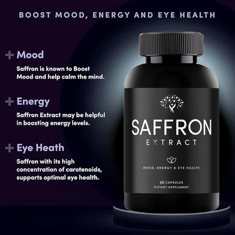 Extracto de azafrán 100% puro, adecuado tanto para hombres como para mujeres. Suplemento de azafrán contiene 60 porciones-Suplemento de azafrán