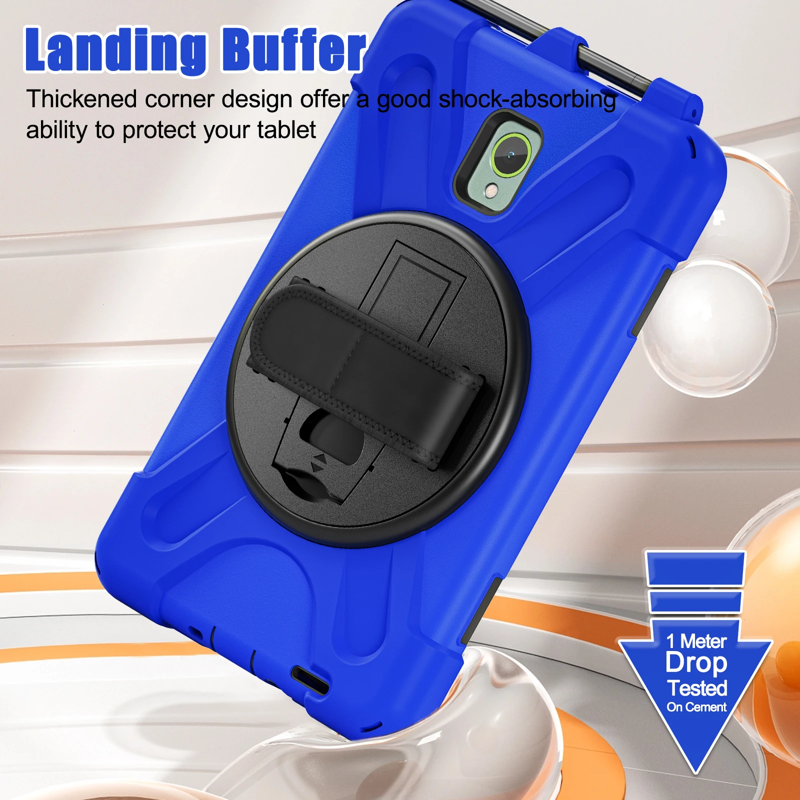 Rugged Tablet Case for Samsung Galaxy Tab Active 5 2024/Active 3 2020 (8 inch) with 360 Stand Handle Hand Strap Protective Cover