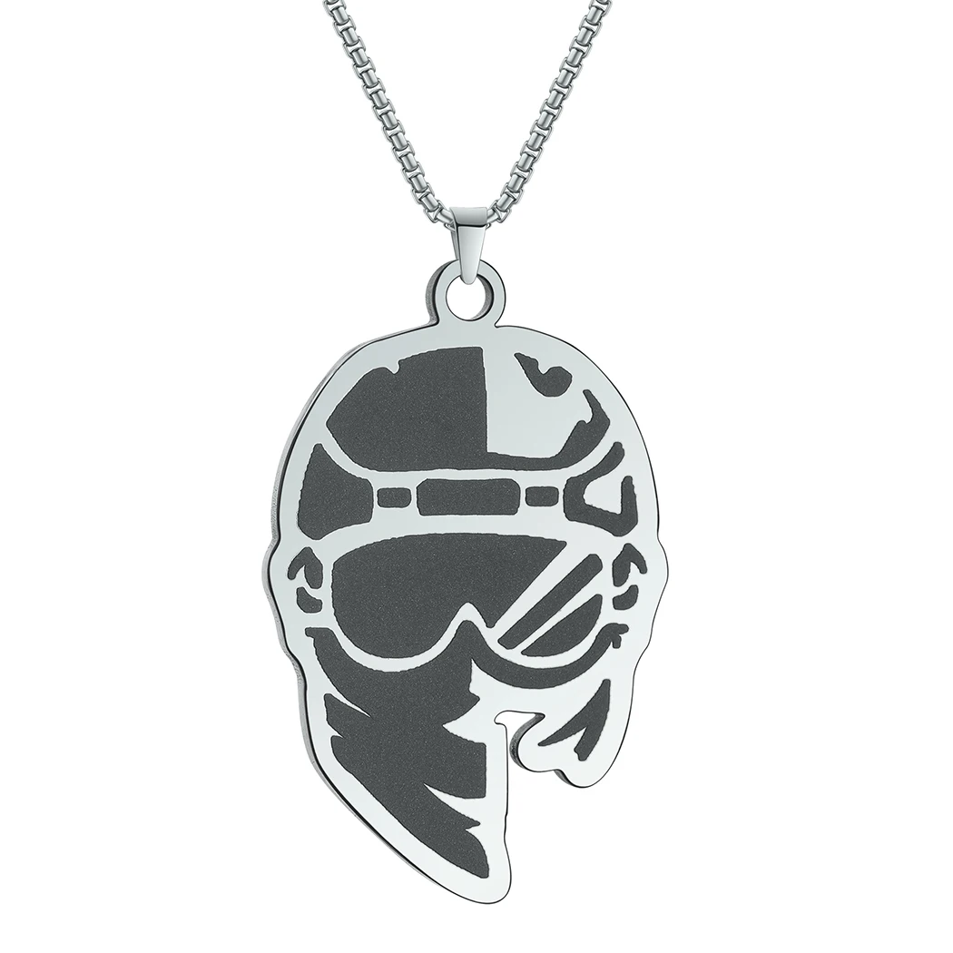 Snowboarder Helmet And Goggles With Bandana Women Men Necklace Stainless Steel Vintage Jewelry Punk Pendant Necklaces