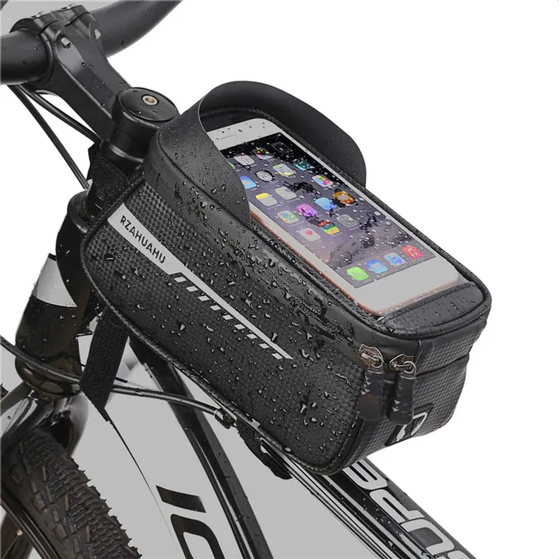 Bicycle Front Beam Bag Front Tube Cycling Bag Bicycle Waterproof Phone Case Holder Touchscreen waterproof Saddle Bag Accessories