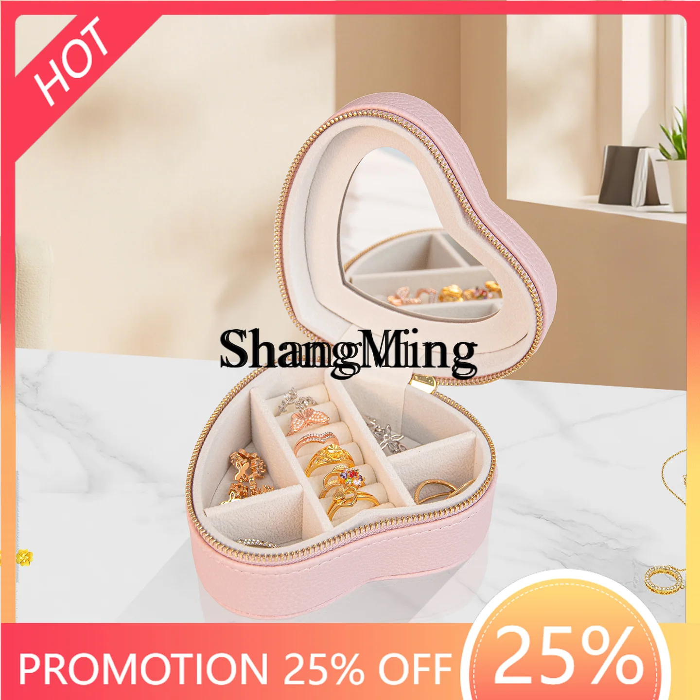 

SM New Storage Box Travel Portable Heart Storage Stud Earrings Necklace Ring Wholesale Jewelry Box