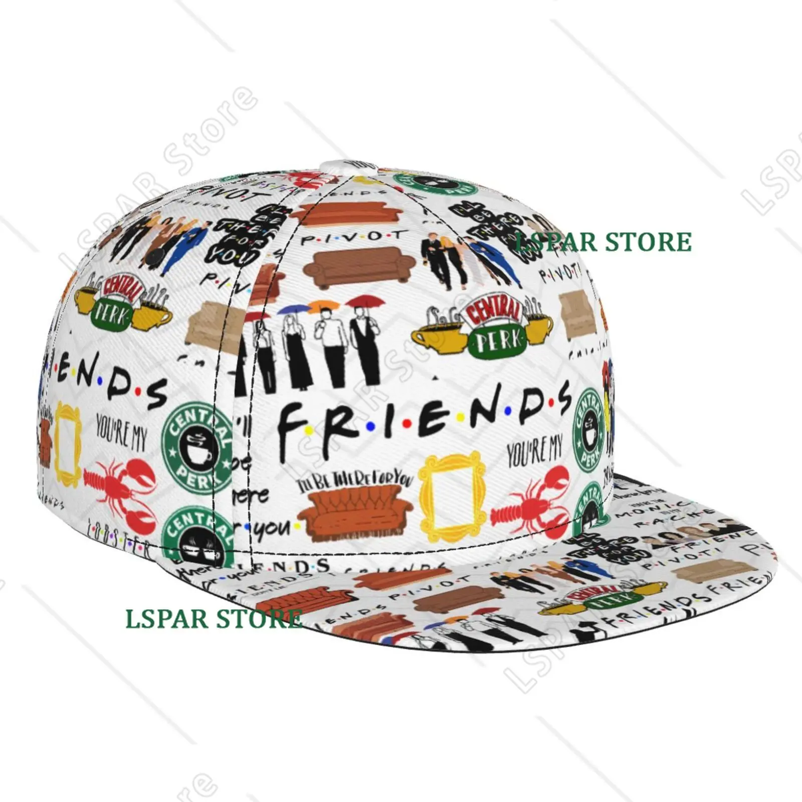 Friends TV Program Flat Brimmed Hat Street Skateboarding Hip Hop Hat Outdoor Leisure Sunshade Baseball Hat Universal
