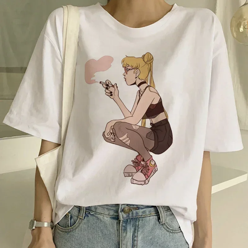 Harajuku T Shirt Women Aesthetic Mona Lisashirt Ullzang Vintage 90s tshirt Fashion Top Cat Tees Female T Shirts Tumblr Clothing