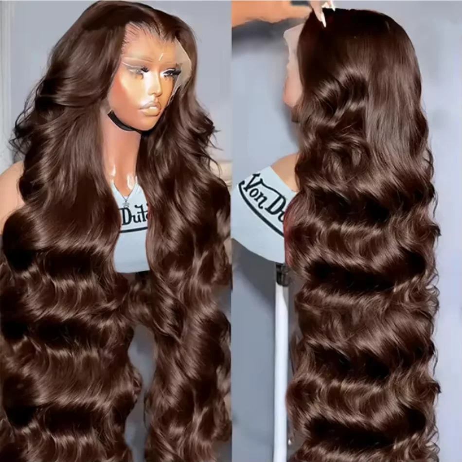 

13x4 Body Wave Raw Vietnamese Chocolate Brown 13x6 HD Transparent Lace Frontal Wigs 100% Human Hair Wig Pre Plucked 180% Density