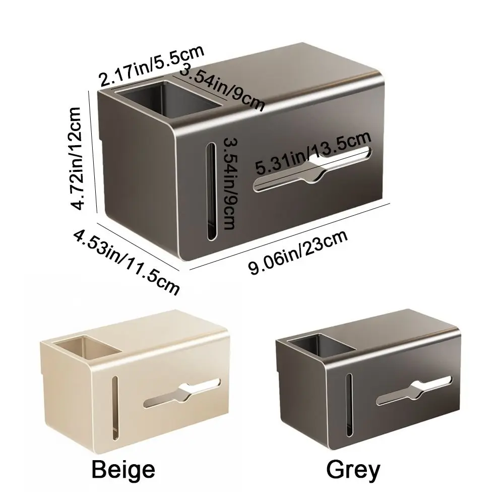 Soporte de papel higiénico de acero al carbono, montado en la pared, impermeable, tejido de baño, sin perforaciones, con soporte para bolsa de basura, caja de papel higiénico