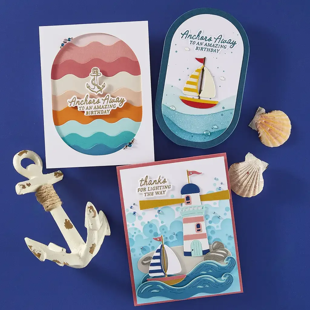 Barco de vela do mar 2025 novo verão corte de metal dados selos claros rolamento maré estêncil folha quente cera diy scrapbook artesanato cartão