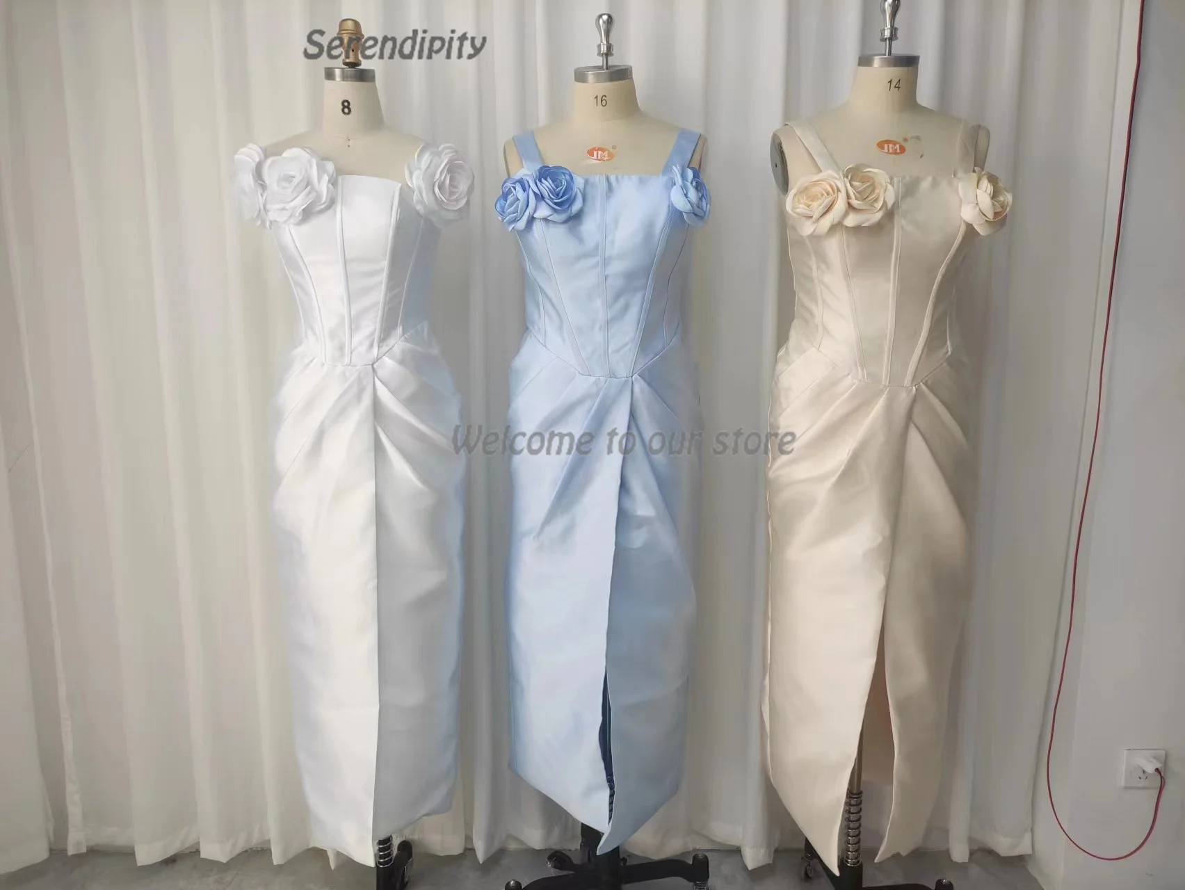 Serendipity-Vestidos de Noche elegantes con hombros descubiertos para mujer, vestido de cóctel Sexy con flores en 3D, 2024