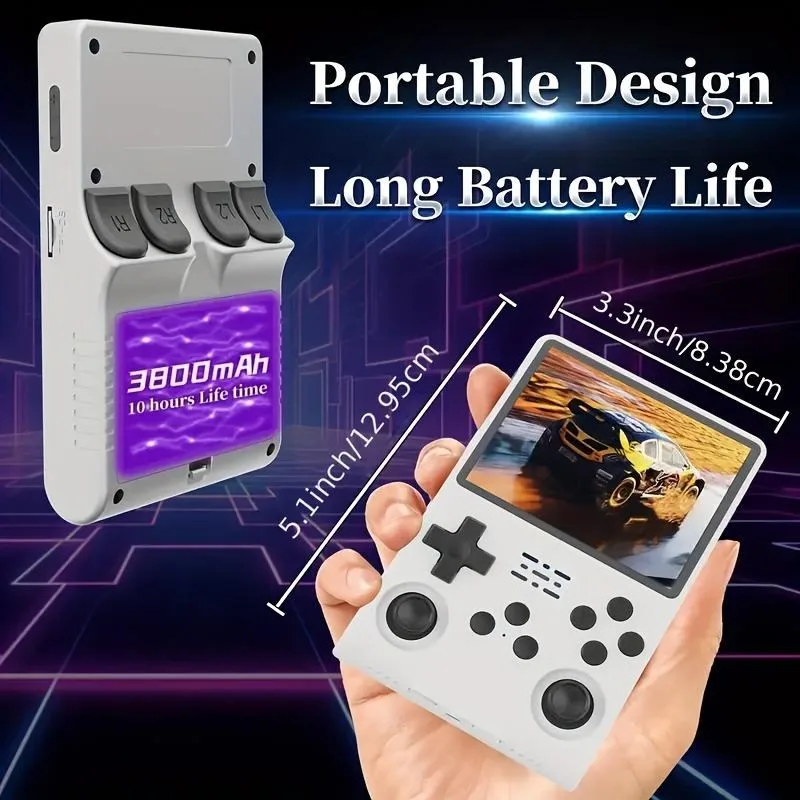 เครื่องเล่นเกมพกพา R36S Retro ระบบ Linux หน้าจอ IPS 3.5 นิ้ว แบตเตอรี่ในตัว 3000mAh รองรับการ์ด TF 32G+64G พร้อมเกมติดตั้งล่วงหน้า