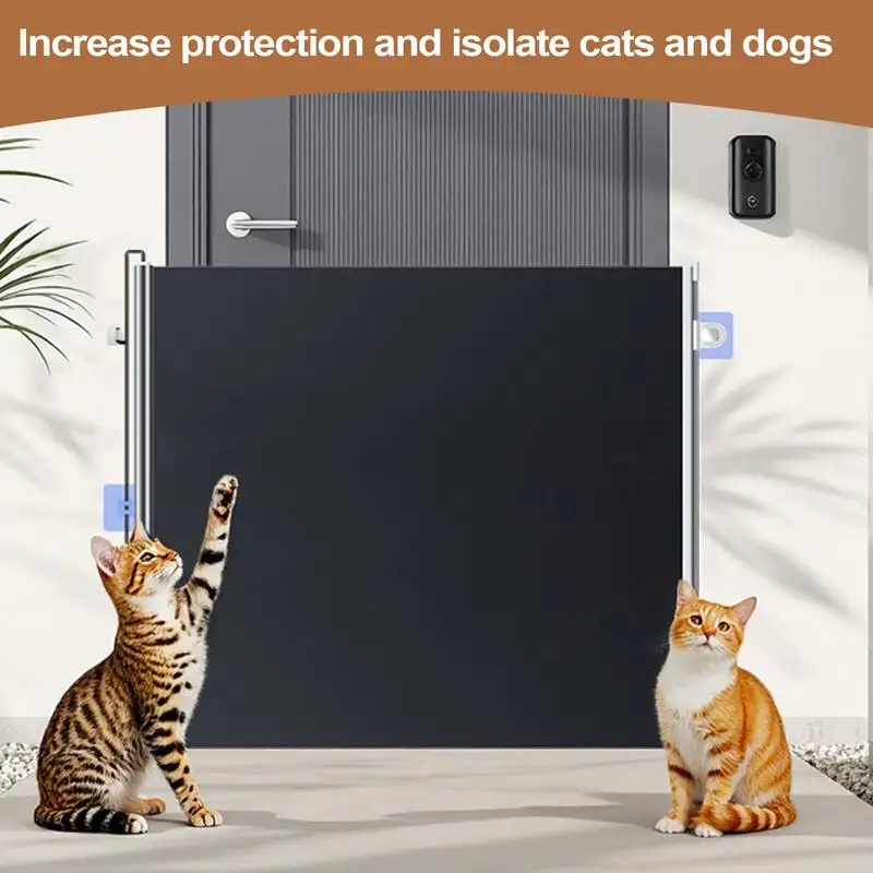 Portão retrátil dobrável para cães, portões para bebês, para escadas, barreira resistente a arranhões, design leve para ambientes internos