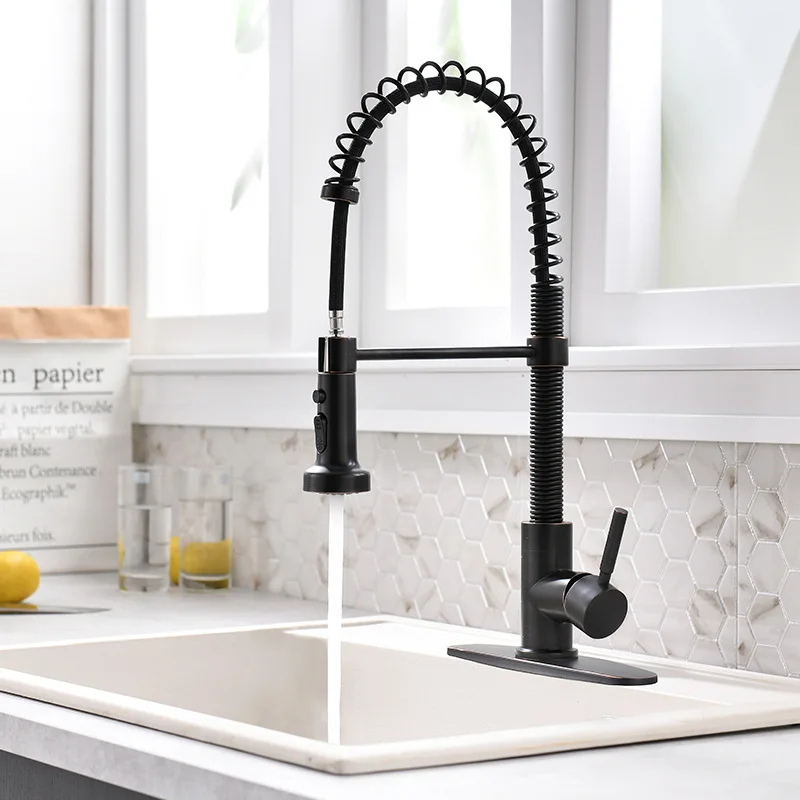 Brass Kitchen sink faucet High Quality ORB Pull Out Kitchen mixer Tap Hot Cold Water One Hole Kitchen Tap,Oil Rubbed Bronze