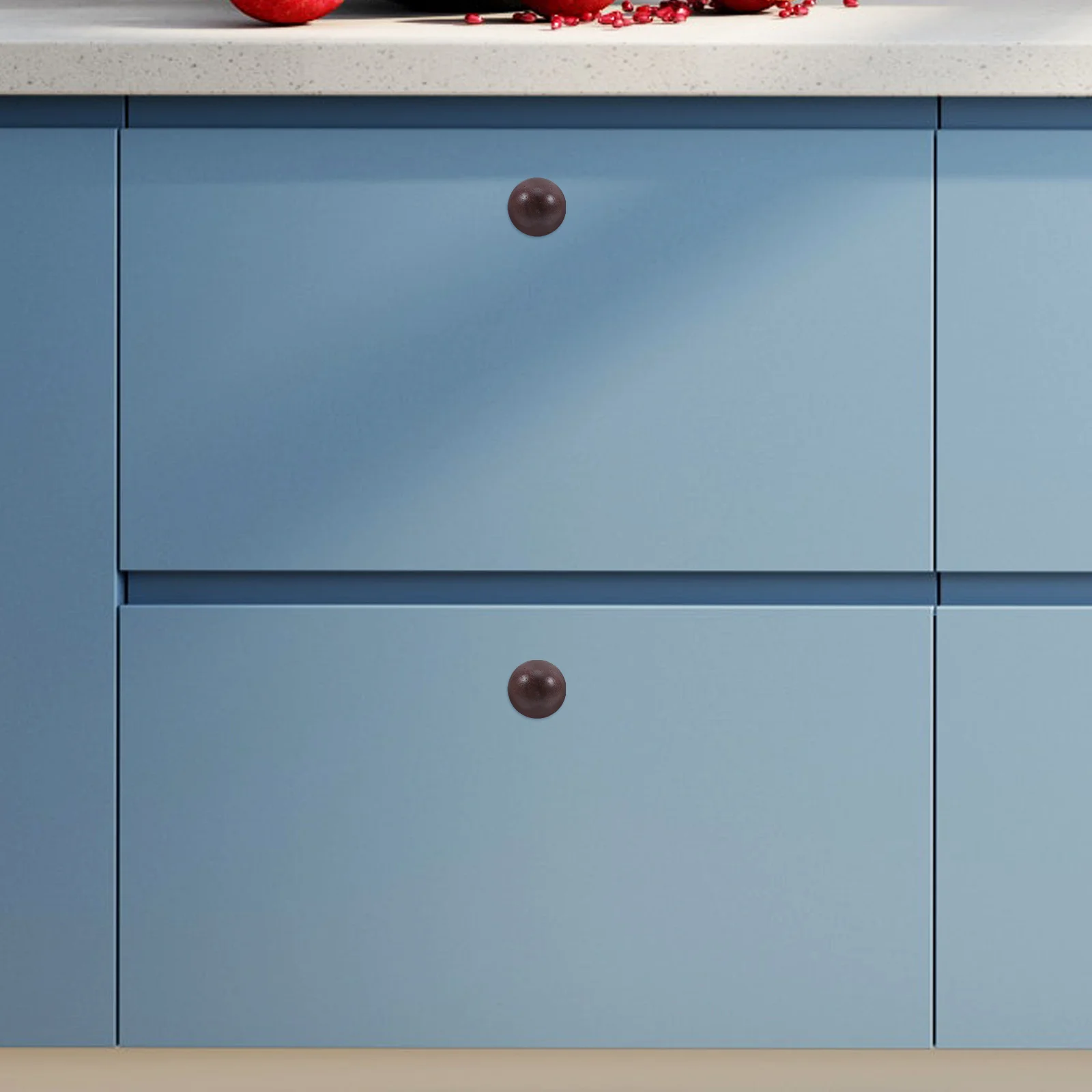 

1Set Vintage Drawer Handles Brass and Walnut Wood Round Pulls for Cabinets Dressers Furniture - Easy Install Single Hole Knobs