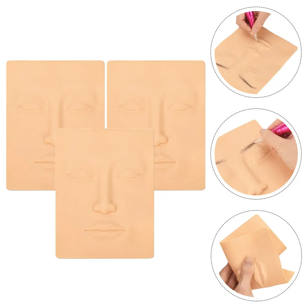 

Набор из 3 силиконовых манекенов для тренировки татуажа бровей, гладкая реалистичная поверхность, для отработки макияжа, подводки глаз, контура губ, хайлайтера