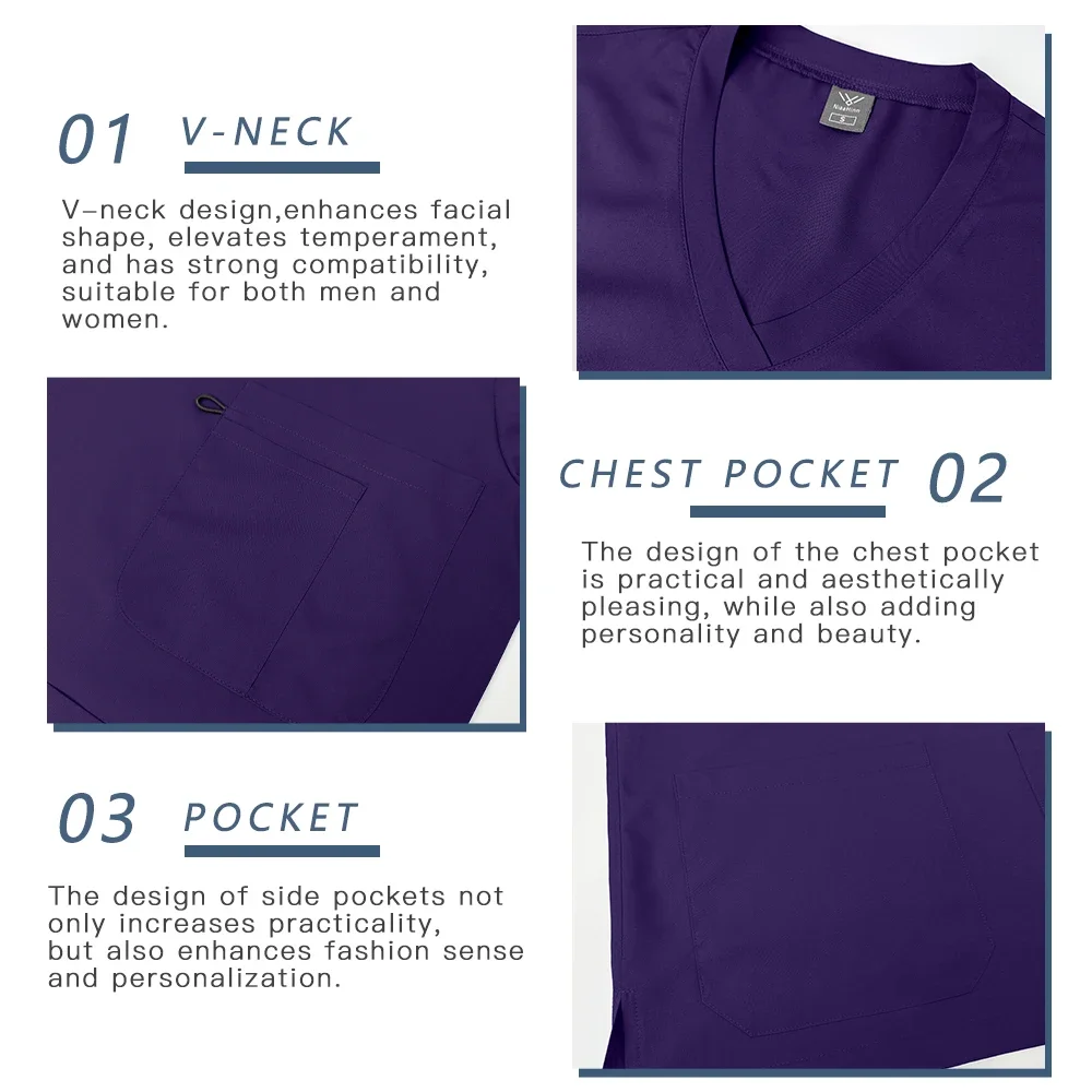 Nurse Surgical Scrub Set Men Women Nursing Uniforms Unisex Doctor Workwear Medical Uniform Top Jogger Pants Vet Dentist Overalls view 3