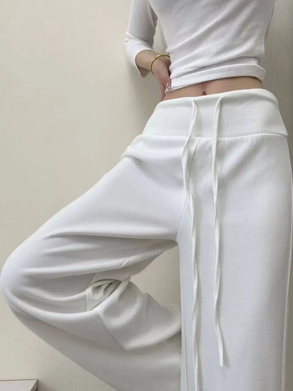 American Hot Girl Vintage Dstring wijde pijpen broek Dra losse casual sport all-match joggingbroek voor ort vrouwen