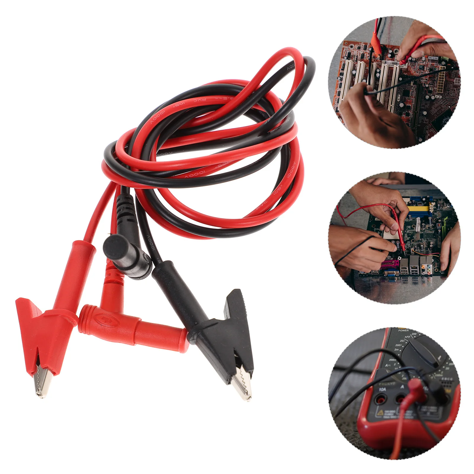 

2pcs 4mm L-Shaped Banana Plug Alligator Clips Pure Copper Test Cables Multimeter Probes 110cm Black Red Leads Accessories Rubber