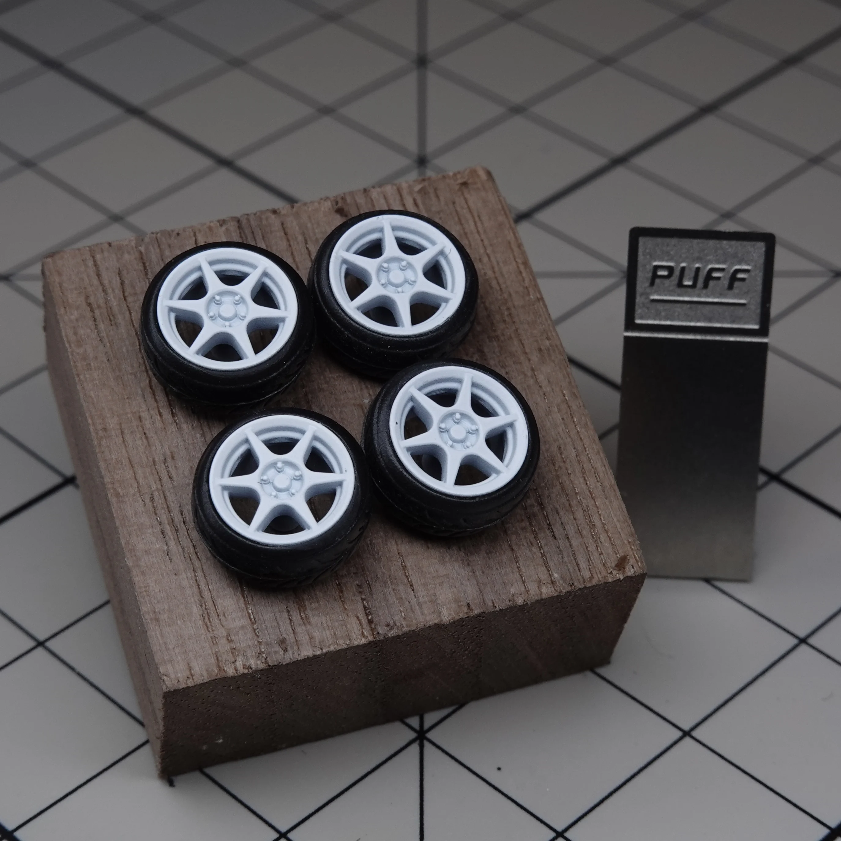 1/64 Model Car Wheels CS2&BuddyClub Wheels Diameter 6.8mm With Rubber Tires Modified Parts Racing Vehicle Toy Tomica 4pcs Set
