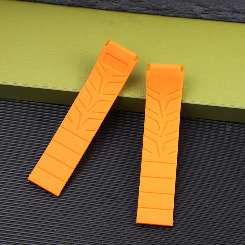 Silicone Rubber Waterproof Watchband for T race T048 417a Tissot Straps 21mm Watch Accessories  Orange White Black