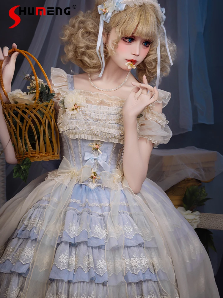 

Heavy Industry Elegant Sweet Ballet Princess Fluffy Dress Square Neck Sleeveless Mesh Bow High Waist Kawaii Lolita Dress Women