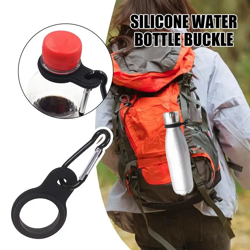 Water Bottle Ring Holder Carabiner Silicone Bottle Carrying Clips Lightweight Hands-Free Backpack Accessories For Traveling