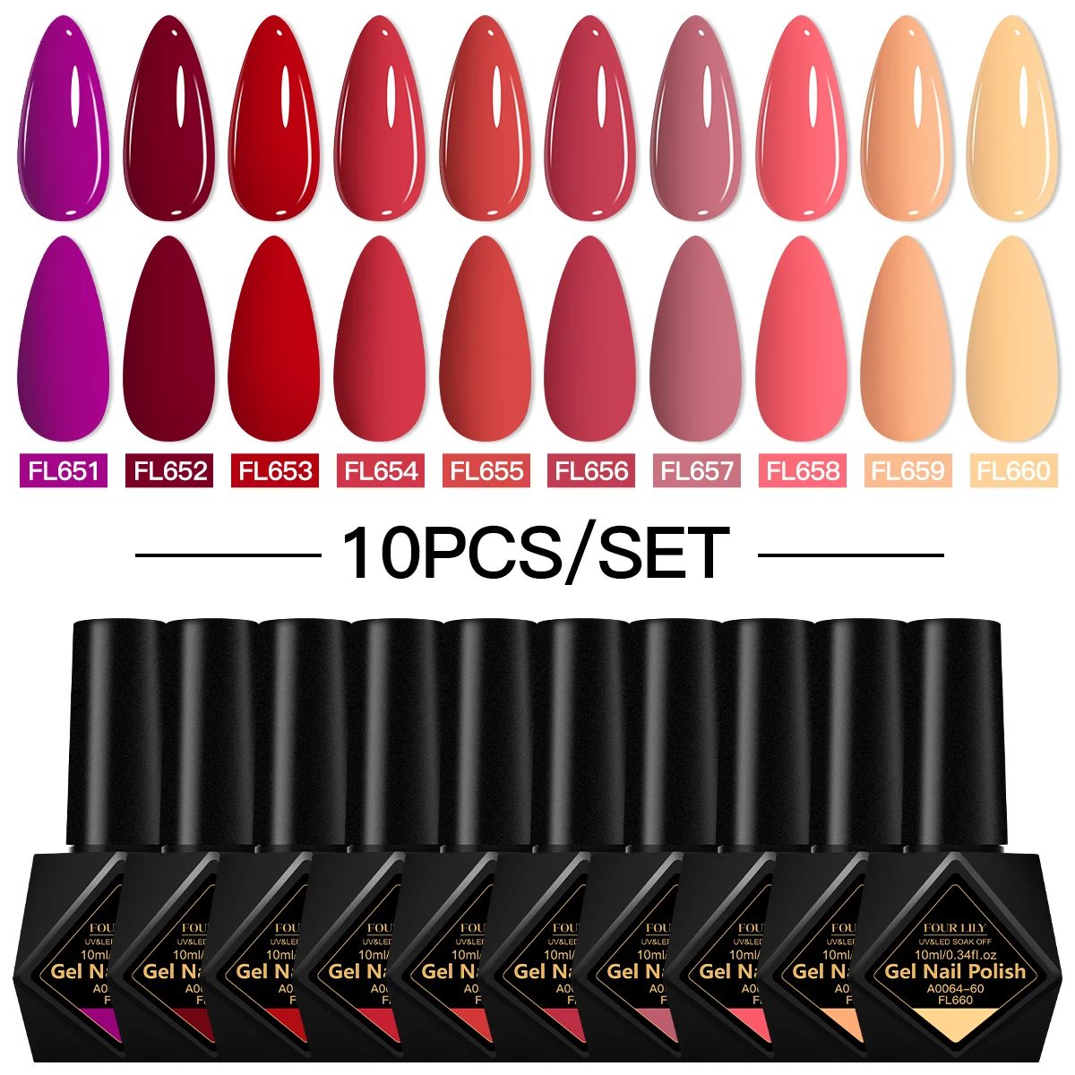 FOUR LILY 10 pièces/ensemble série violette Gel vernis à ongles 10ml lavande Taro violet Nail Art longue durée UV Gel vernis Kit manucure