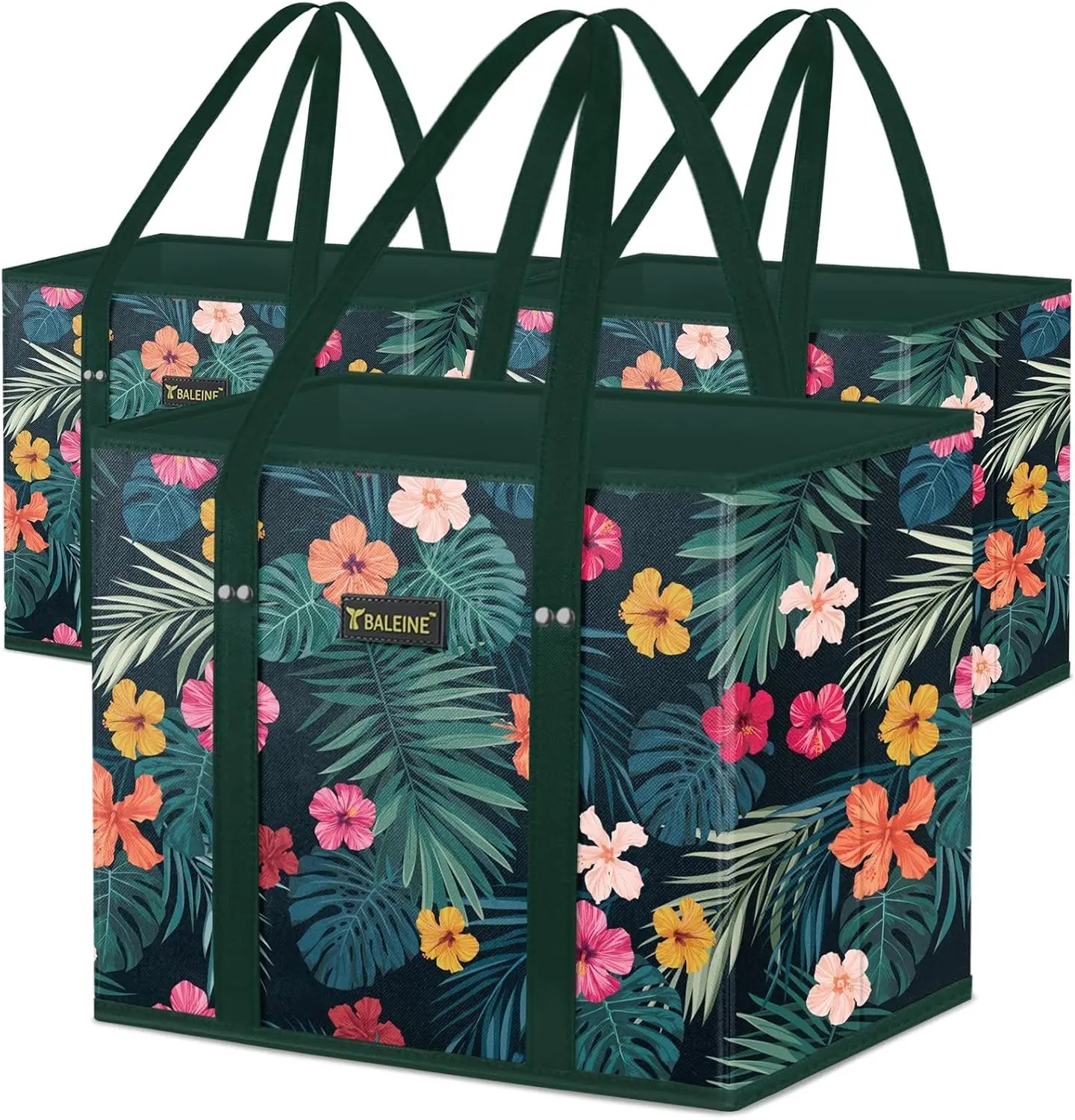 

Reusable Grocery Bags 3 Pack, Foldable Shopping Bags with Reinforced Bottom & Handles for Easy Carrying