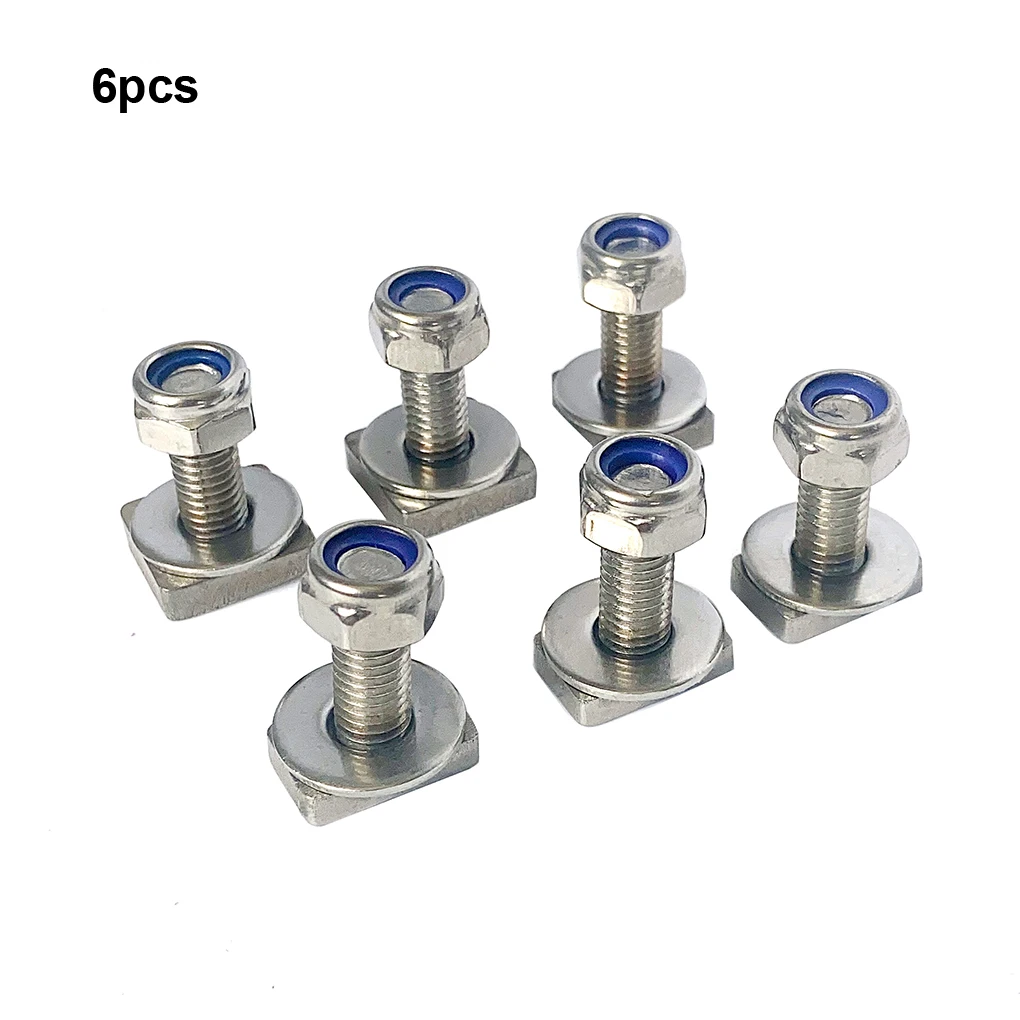 

6Pcs/set T Slot Bolts For Roof Rack W/Locknut M8 T Bolts With 27mm Threaded For Camping Long Distance Travel 4WD Awning