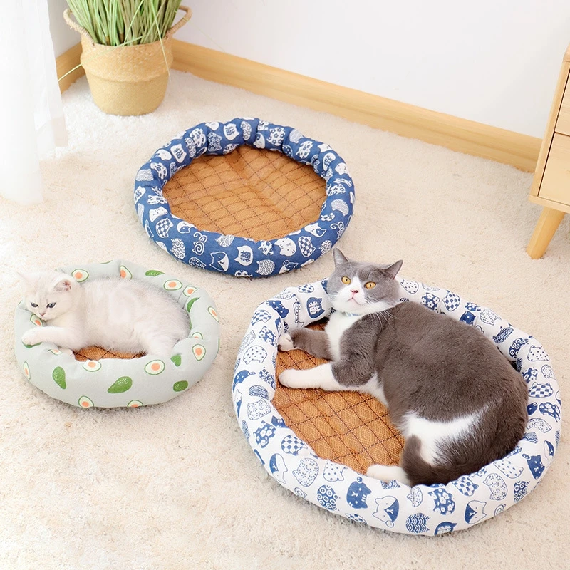 Cat Beds Mat Summer Durable Easy To Clean Comfortable Kitten Small Dogs Round Mats for Pet Furniture Cat Pet Supplies 38/48/60cm