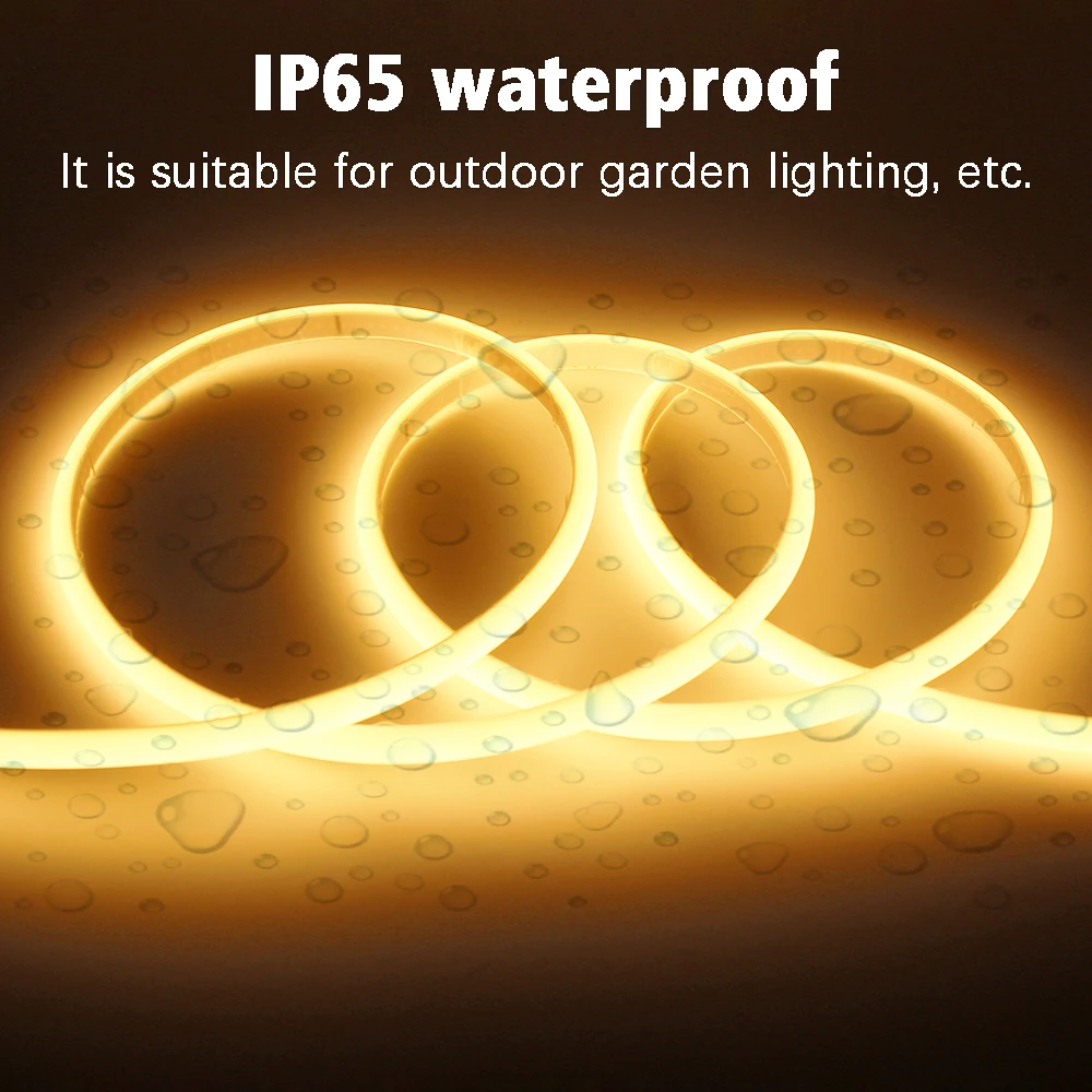 Striscia LED COB 220V, impermeabile IP65, striscia flessibile 220V, per camera, camera da letto, cucina e illuminazione da giardino esterno