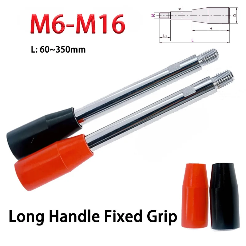 1pcs 304 Stainless Steel Machine Tool Control Lever Double Head  Black/Red Threaded Screw Long Handle Cover M6 M8 M10 M12 M16