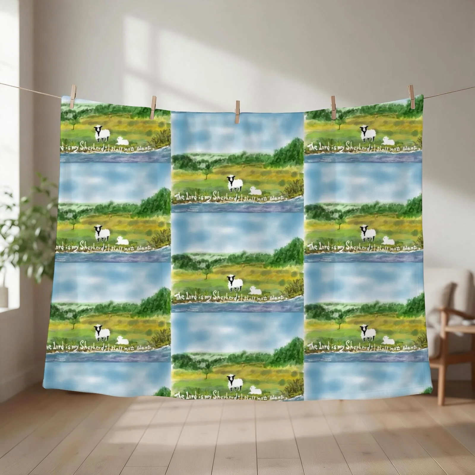 grassland and sheep Throw Blanket blankets and throws Furrys Kid'S Hair Blankets