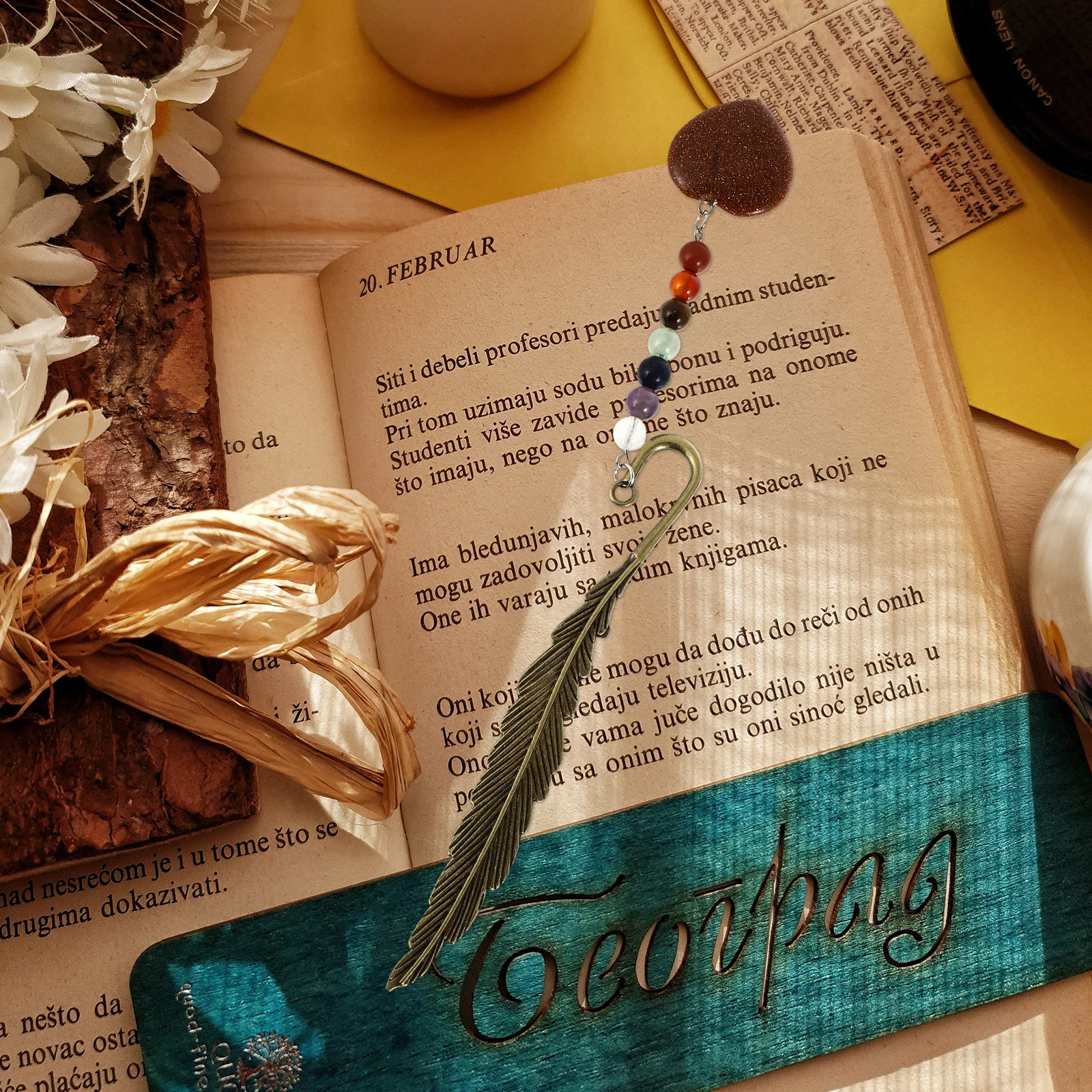 

Metal Bookmark with Natural Stone Lightweight Decorative Page Marker Gift for Readers Bookmarks for Women