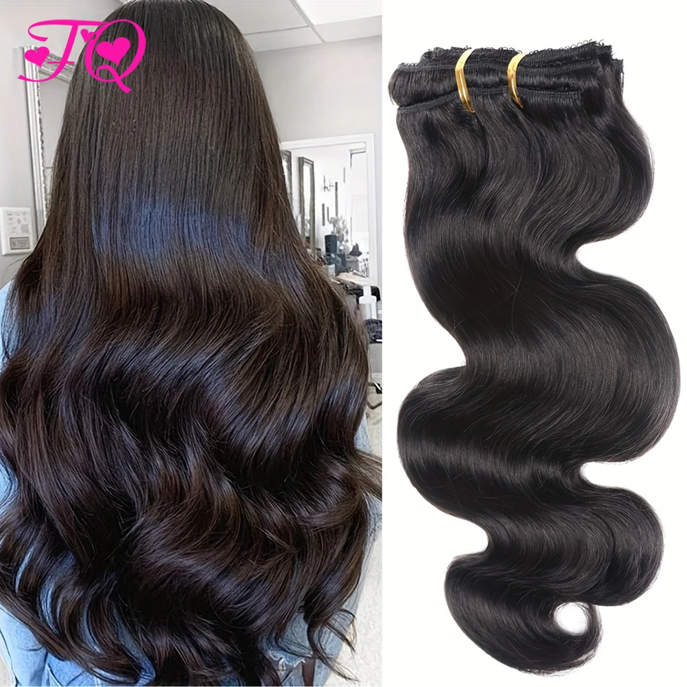 Body Wave Human Hair Clip in Extensions 120g Full Head Clip ins for Women 100 Unprocessed Brazilian Virgin Human Hair Black 8Pcs