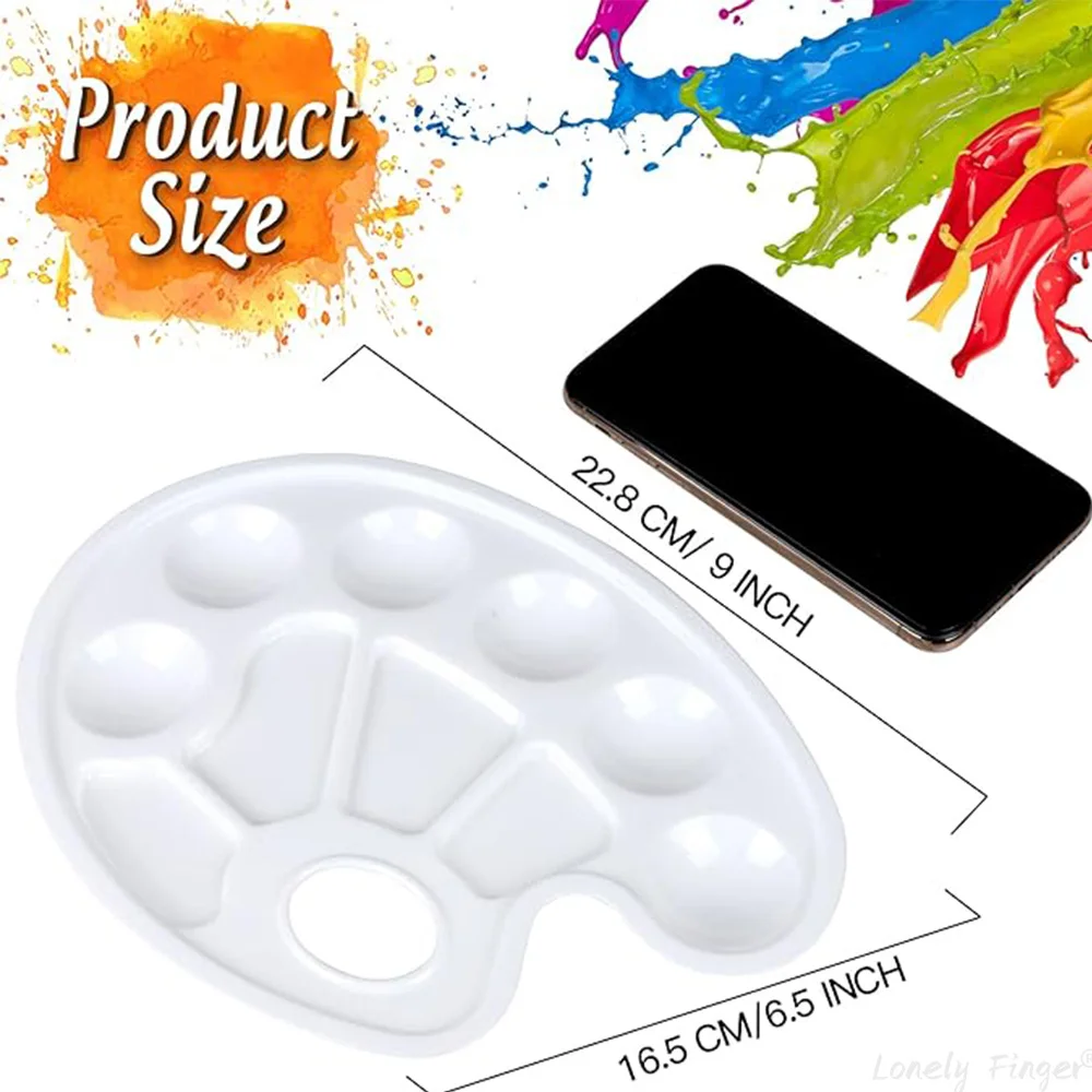 White Oval Paint Palette Tray, Plastic Paint Tray Palette, Paint Pallets with Thumb Hole for Painting or DIY Craft Class