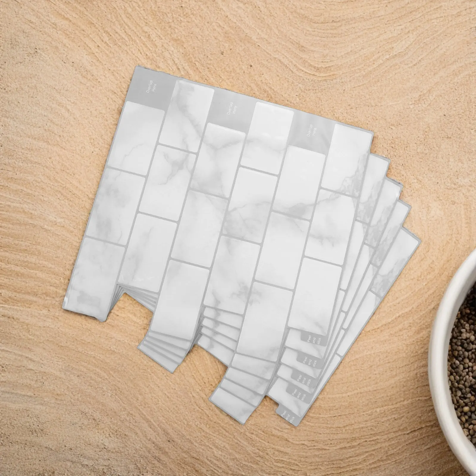 10Sheets Peel and Stick Wall Paper Waterproof Oilproof Self Adhesive Kitchen Wall Tile Stickers Light Grey Removable Decorative